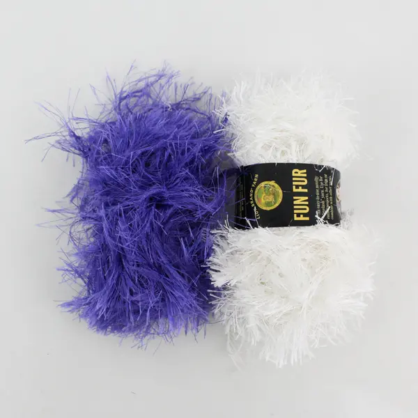 Lot of 2 Small Skeins of Festive Fur Yarn Purple & White 