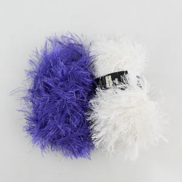 Lot of 2 Small Skeins of Festive Fur Yarn Purple & White 