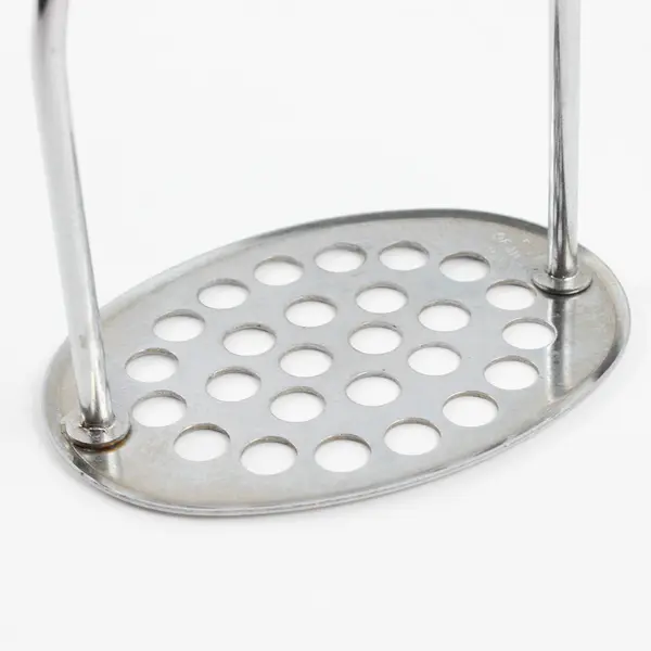 Vintage EKCO Stainless Top-Drawer Potato/Apple Masher USA Blue/Black Handle