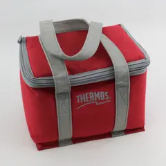 Thermos Canvas Soft Sided Insulated Lunch Bag Red With Gray Trim #7948