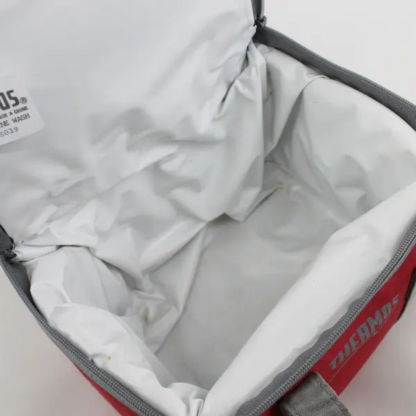 Thermos Canvas Soft Sided Insulated Lunch Bag Red With Gray Trim #7948