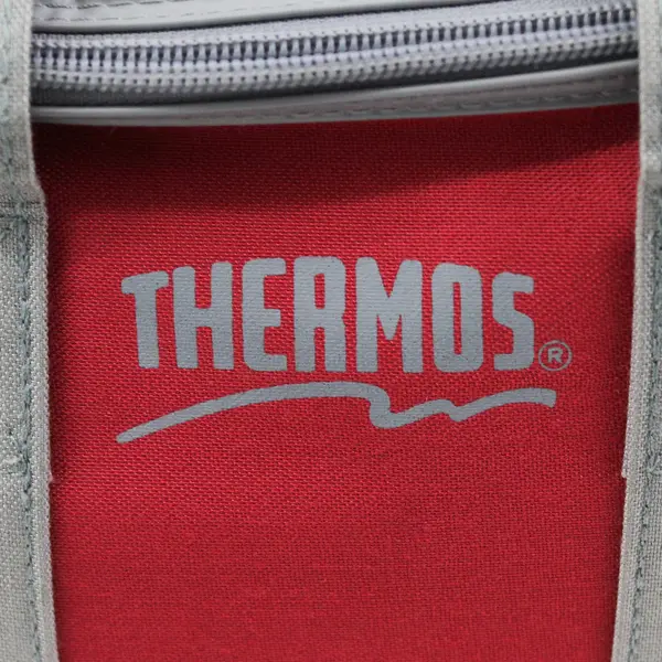 Thermos Canvas Soft Sided Insulated Lunch Bag Red With Gray Trim #7948