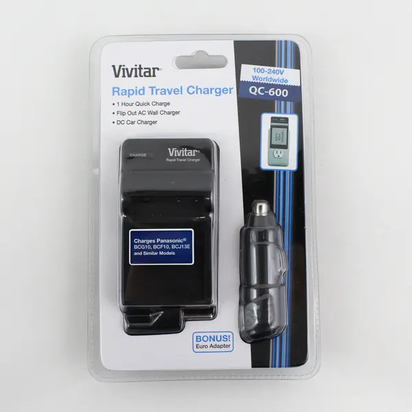 Vivitar Rapid Travel Charger QC-600, 100-240V, Worldwide + Euro Adapter, Sealed!