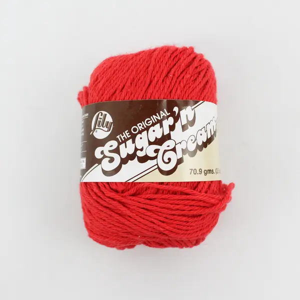 2 Skeins Lily Sugar 'n Cream Cotton Yarn Red & Emerald Green Worsted 4-Ply, New