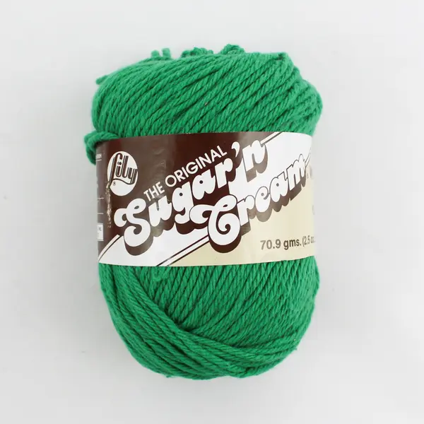 2 Skeins Lily Sugar 'n Cream Cotton Yarn Red & Emerald Green Worsted 4-Ply, New