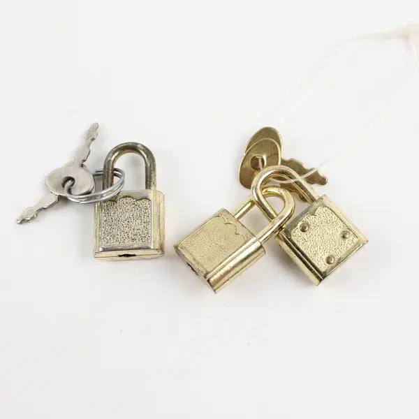 Lot of 9 Mini Gold-Tone Padlocks w/Keys Keyed Small Locks