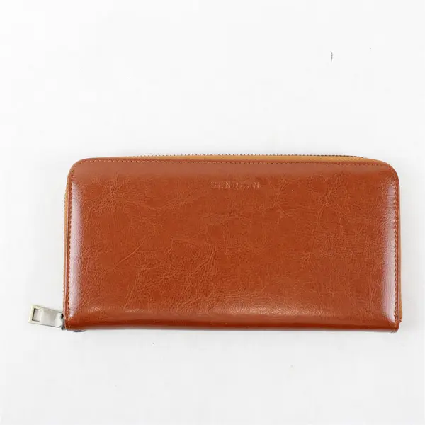 Sendefn Brown Leather Clutch 9" Women's Small Purse NWOT