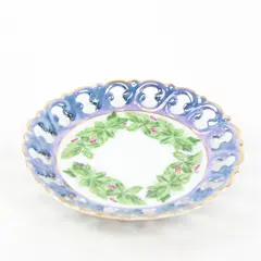 Vintage Japanese Victoria Porcelain Saucer Hand-Painted Floral Gold Trim