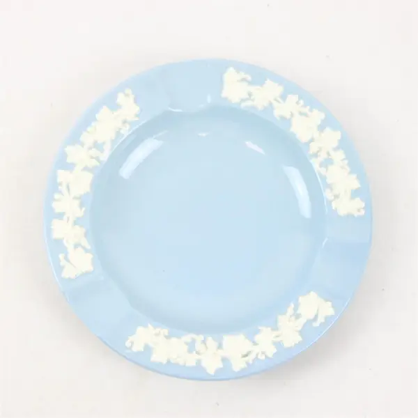 Vintage Wedgwood Embossed Queensware Blue Ashtray Trinket Dish Made in England