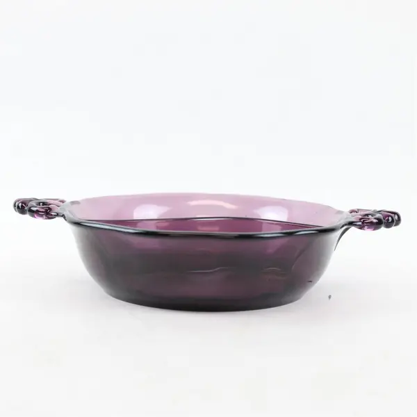 Amethyst Glass Divided Serving Bowl 8in Snack Dish Translucent