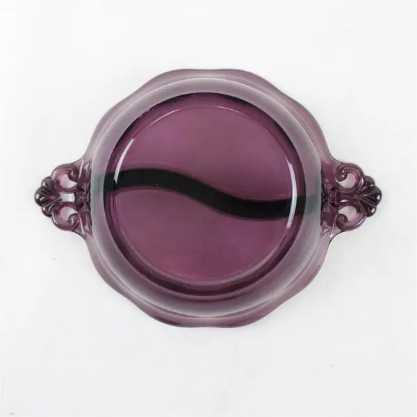 Amethyst Glass Divided Serving Bowl 8in Snack Dish Translucent