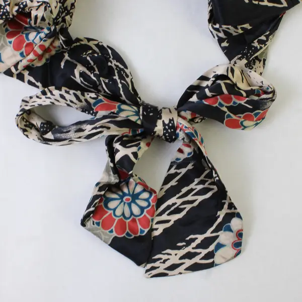 Loco Lindo Blue/Pink/Silver Floral Satin Short Sleeve Blouse Top Women's Size L