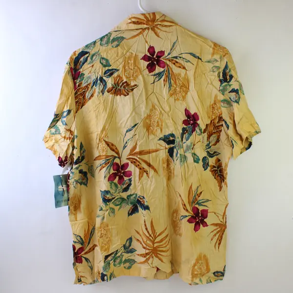 Ship'n Shore Yellow Floral Short Sleeve Aloha/Hawaiian Shirt Women's Size XL