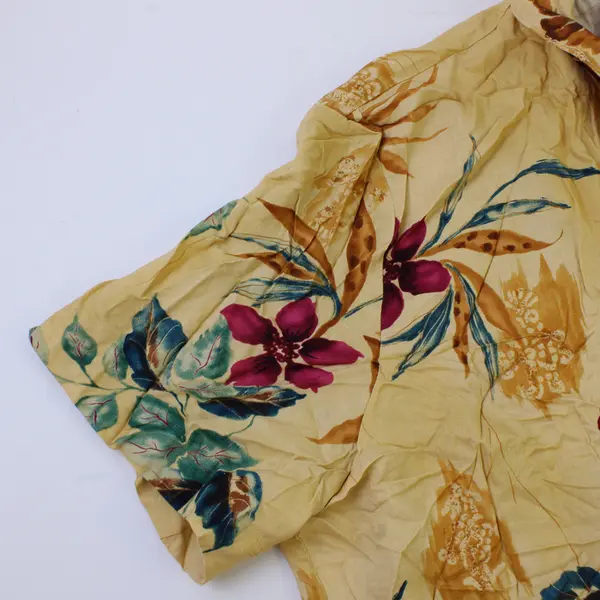 Ship'n Shore Yellow Floral Short Sleeve Aloha/Hawaiian Shirt Women's Size XL