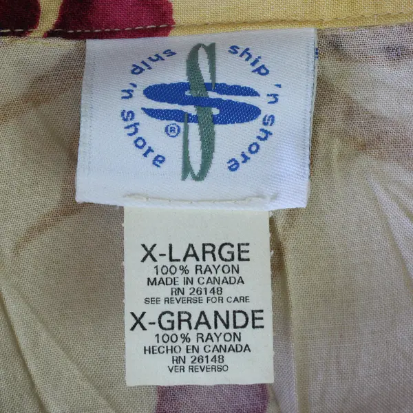 Ship'n Shore Yellow Floral Short Sleeve Aloha/Hawaiian Shirt Women's Size XL