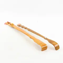 Lot of 2 Bamboo Backscratchers 19in Used - One Missing Roller