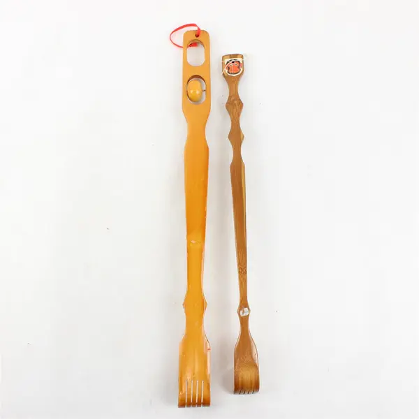 Lot of 2 Bamboo Backscratchers 19in Used - One Missing Roller