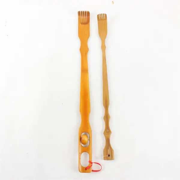 Lot of 2 Bamboo Backscratchers 19in Used - One Missing Roller
