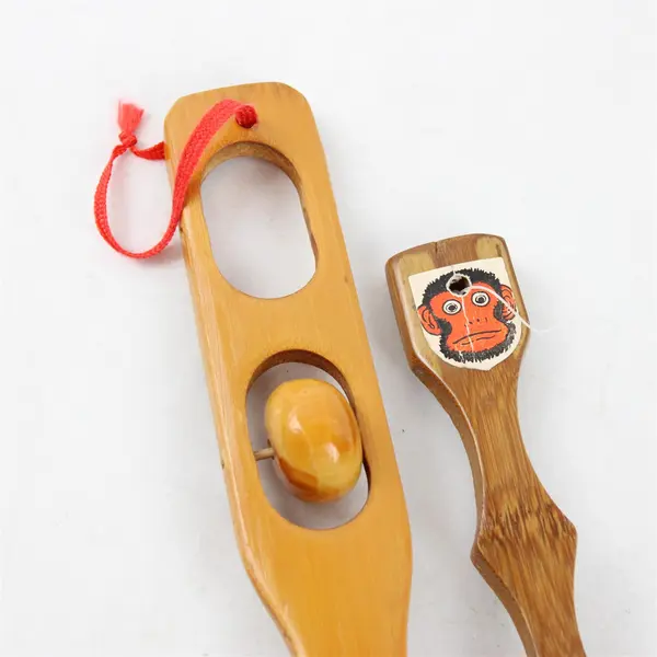 Lot of 2 Bamboo Backscratchers 19in Used - One Missing Roller