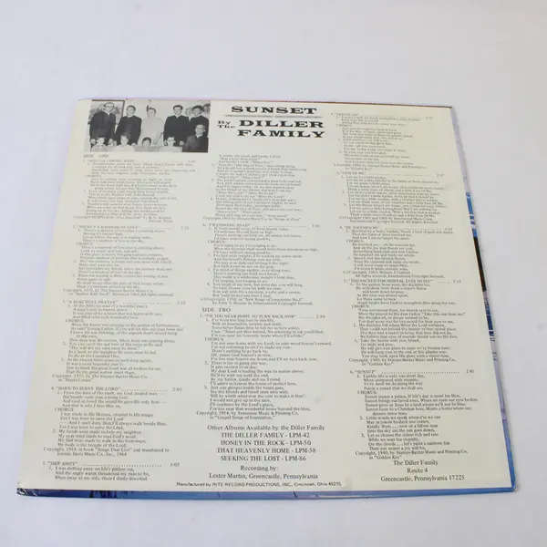 The Diller Family "Sunset" 12" Vinyl Record