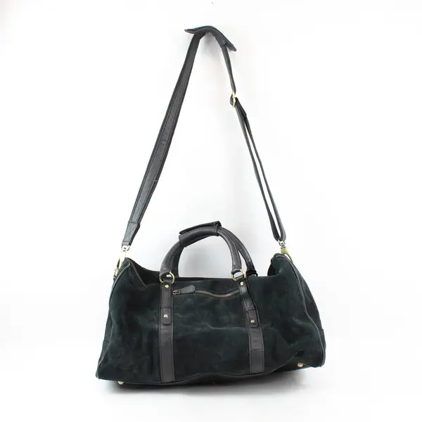 Aaron Leather Goods Black Suede Duffle Bag Compact Travel Carry-On