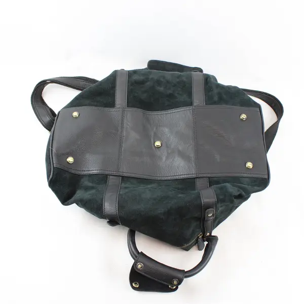 Aaron Leather Goods Black Suede Duffle Bag Compact Travel Carry-On