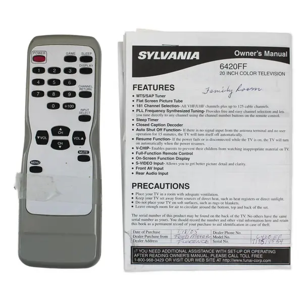 Sylvania 6420FF 20“ Retro Gaming Vintage Video Game CRT TV AV S-Video w/ Remote
