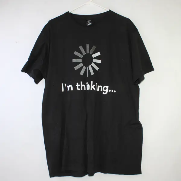 Hanes Black "I'm Thinking" Load Icon Print Short Sleeve Perfect T-Shirt Men's XL