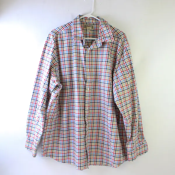 Duluth Trading Co Multicolor Gingham Long Sleeve Button Up 100% Cotton Men's XL