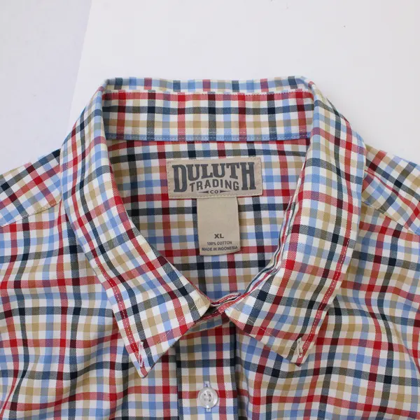 Duluth Trading Co Multicolor Gingham Long Sleeve Button Up 100% Cotton Men's XL