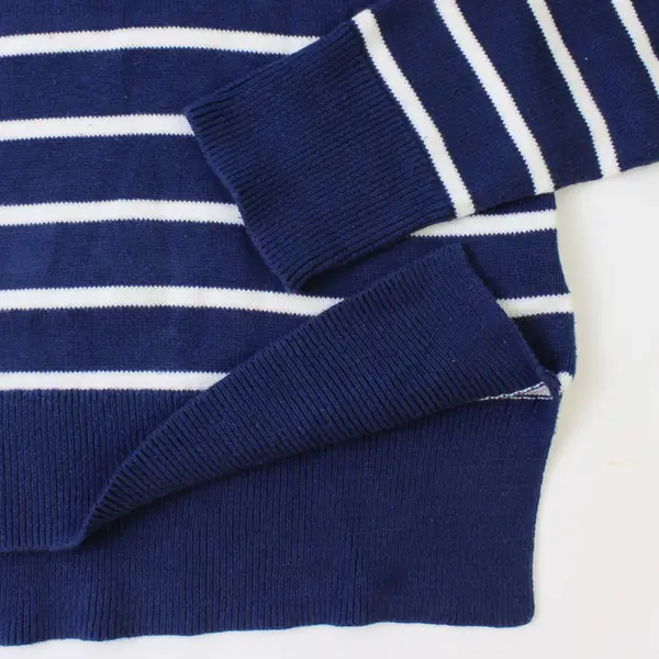 Liz Claiborne Blue/White Striped Long Sleeve Knit Sweater 100% Cotton Women's S