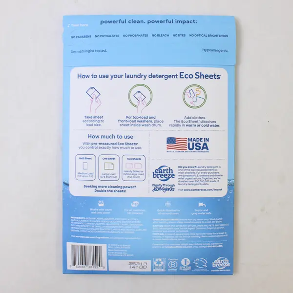 New Laundry Detergent Sheets Fresh Scent 60 Loads Eco Travel Stain Remover