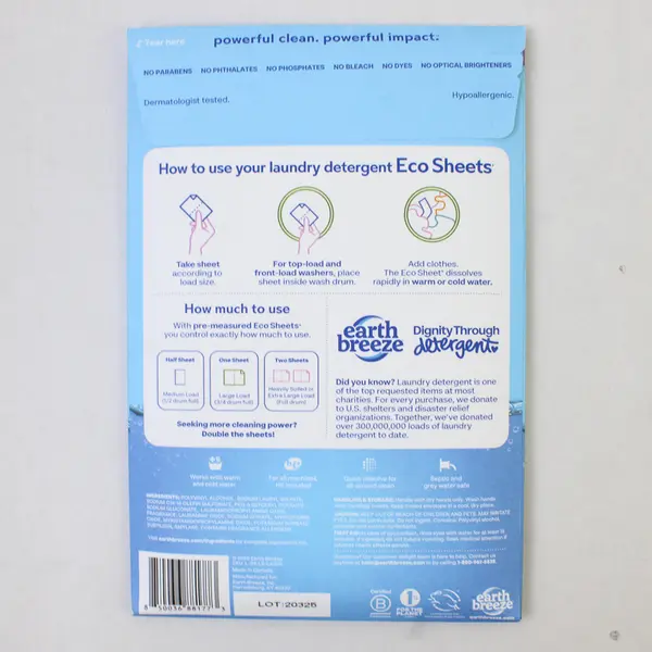 Earth Breeze Eco Sheets Calming Lavender - 60 Loads Laundry Detergent