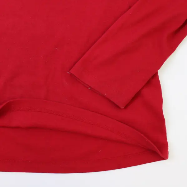 Karen Scott Red Strings Lights & Dogs Print Long Sleeve Top Women's Size L