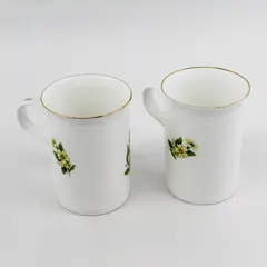 2 VTG Crown Dorset Bone China Coffee Cups  February Yellow Violets England