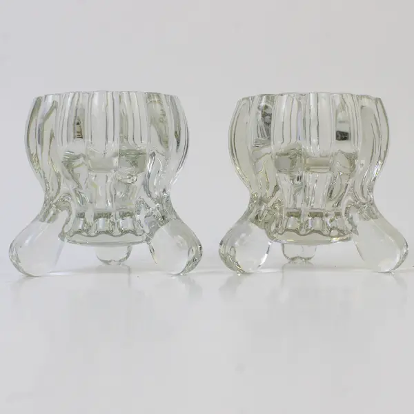 Vintage Pressed Glass Candle Holders Collectible