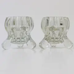 Vintage Pressed Glass Candle Holders Collectible