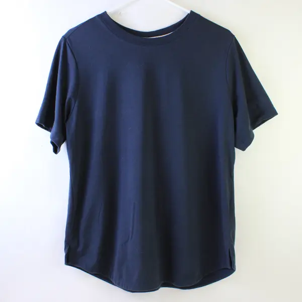 Duluth Trading Co Navy Blue Short Sleeve Dry On The Fly T-Shirt Top Women's Sz M