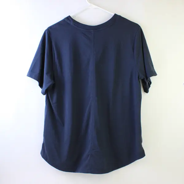 Duluth Trading Co Navy Blue Short Sleeve Dry On The Fly T-Shirt Top Women's Sz M