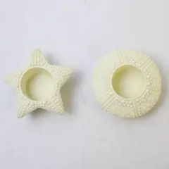 PartyLite Sea Drifters Bisque Porcelain Tea Light Holders Star & Urchin Set