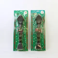 Lot of 2 Santa World Classic Mini Street Lamps Holiday Village Lights