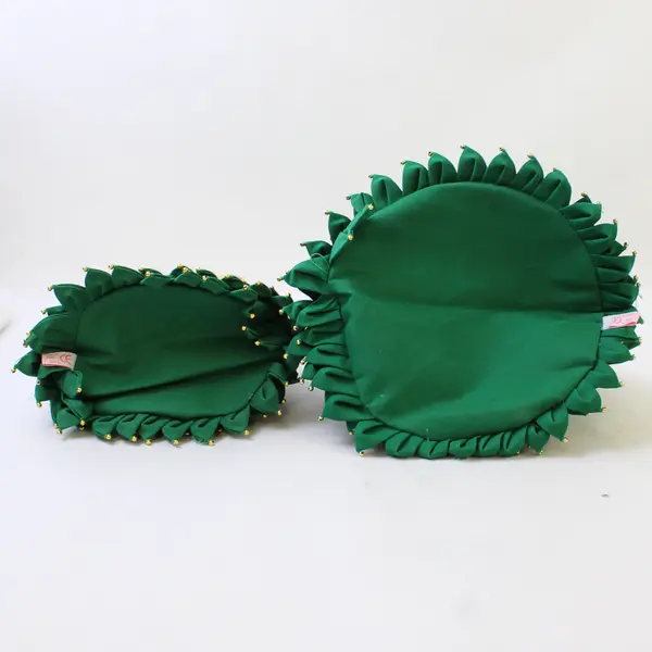 Lot of 2 Fabric Christmas Tree Centerpieces Holiday Table Mantel Decor