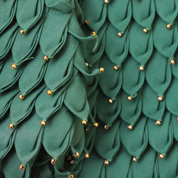 Lot of 2 Fabric Christmas Tree Centerpieces Holiday Table Mantel Decor