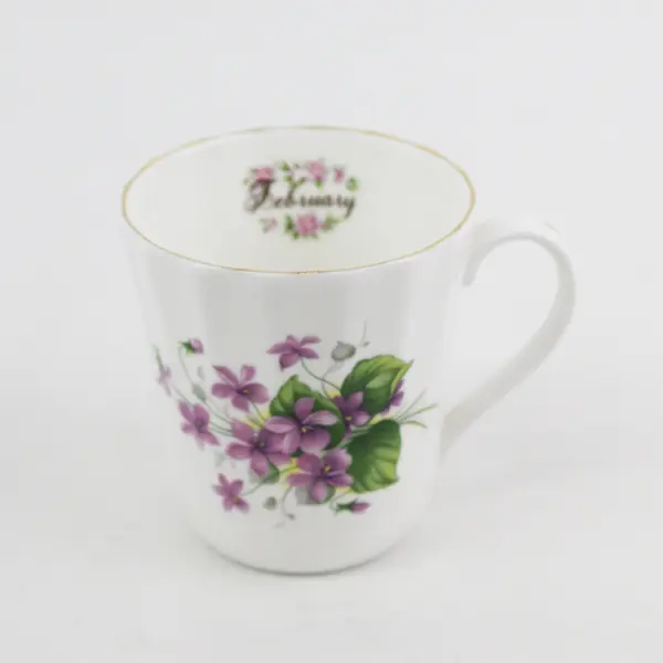 Royal Castle Bone China Flower Of The Month Tea Cup February Lavender Violets