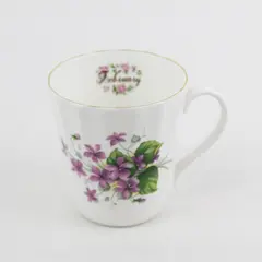 Royal Castle Bone China Flower Of The Month Tea Cup February Lavender Violets