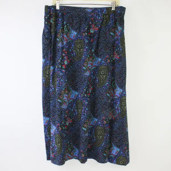 Briggs Blue/Red Paisley Style 3225 Midi Skirt 100% Rayon Women's Size 18