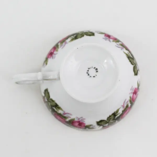 Vintage Bone China Footed Tea Cup From Japan White Gold Trim Pink Roses