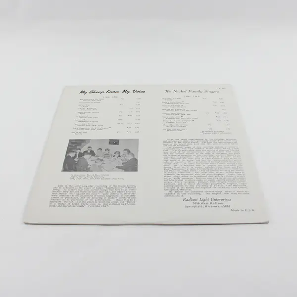 The Nickel Family Singers "My Sheep Know My Voice " 12" Vinyl Record