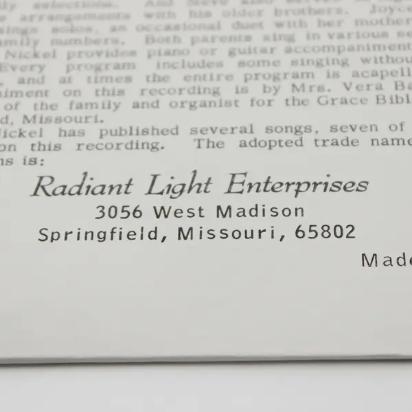 The Nickel Family Singers "My Sheep Know My Voice " 12" Vinyl Record