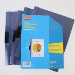 Lot of 4 Staples Side Lock Report Covers 30 Sheet Capacity One Missing